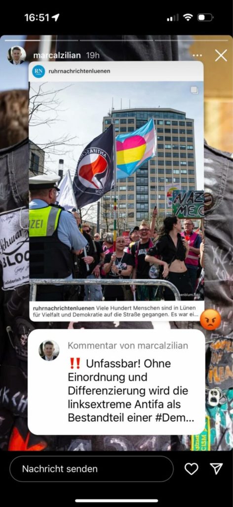 „Linksextreme Antifa als Bestandteil einer bunten Demo dargestellt ...