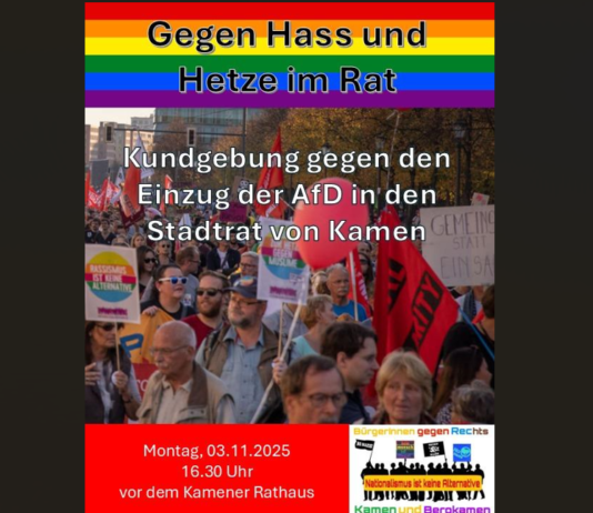 „Für demokratisches Kamen“ – Aufruf zum Protest vor Kamener Rathaus gegen den Einzug der AfD in den Rat