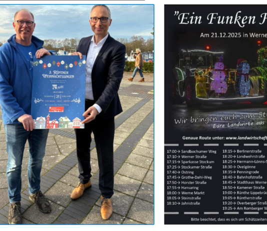 Rünther Weihnachtssingen mit festlicher Lichterfahrt der Trecker am vierten Advent