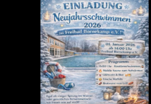 Bornekampbad lädt bei eisiger Kälte zum Neujahrs- und Kostümschwimmen ein – Sauna, Glühwein, Bratwurst